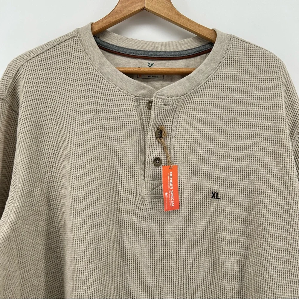 Outdoor Life Chunky Knit Thermal Henley Beachwood Tan Heather Men Size XL NWT - Picture 2 of 10